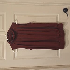 Zenana top mock turtle neck sleeveless - burnt orange M